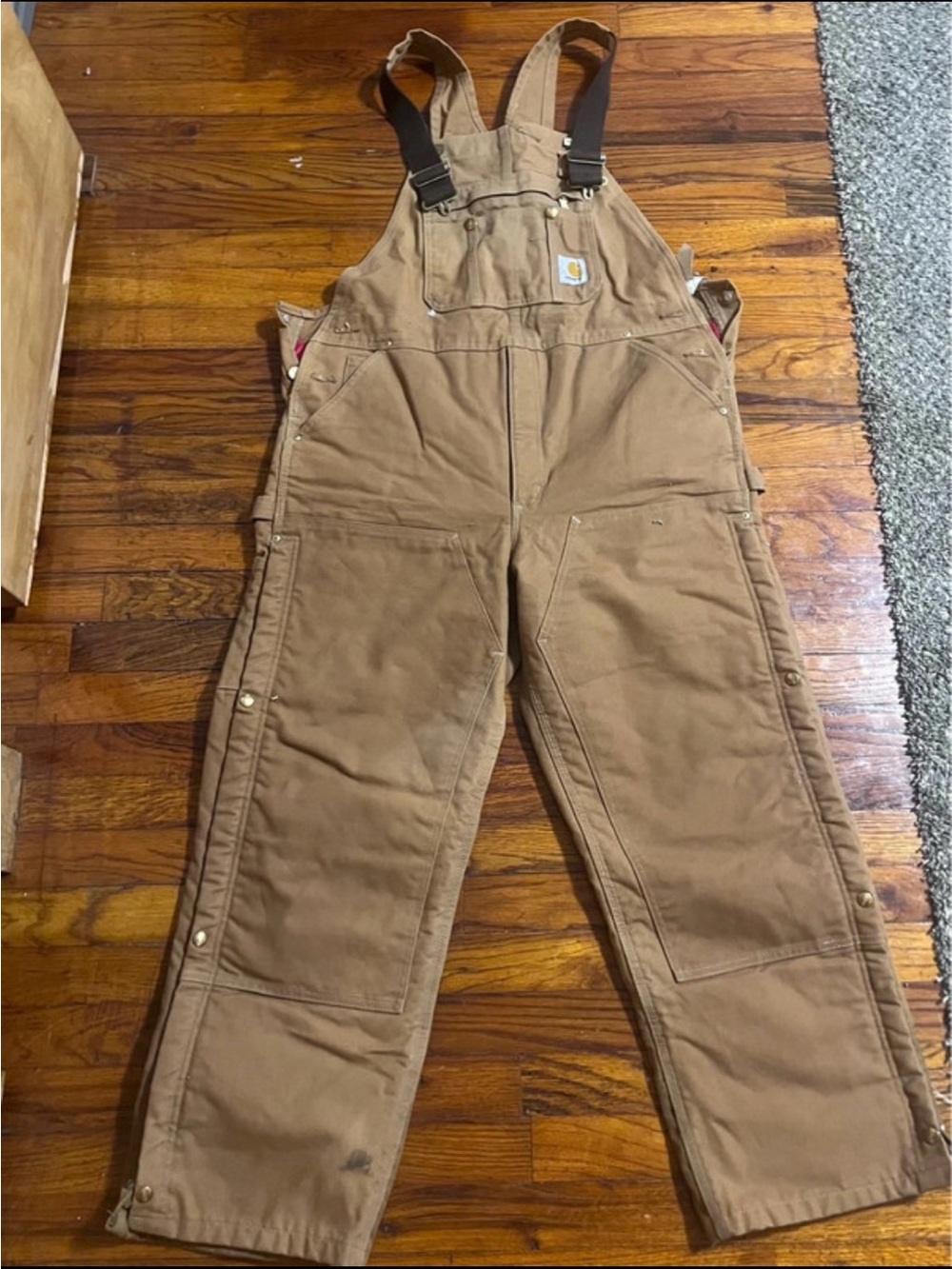 Carhartt Brown Duck Canvas Men's Work Bib Overalls